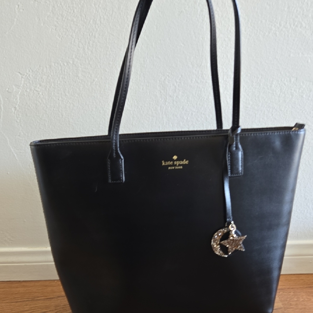 Kate Spade Black Leather Tote with Structured Silhouette